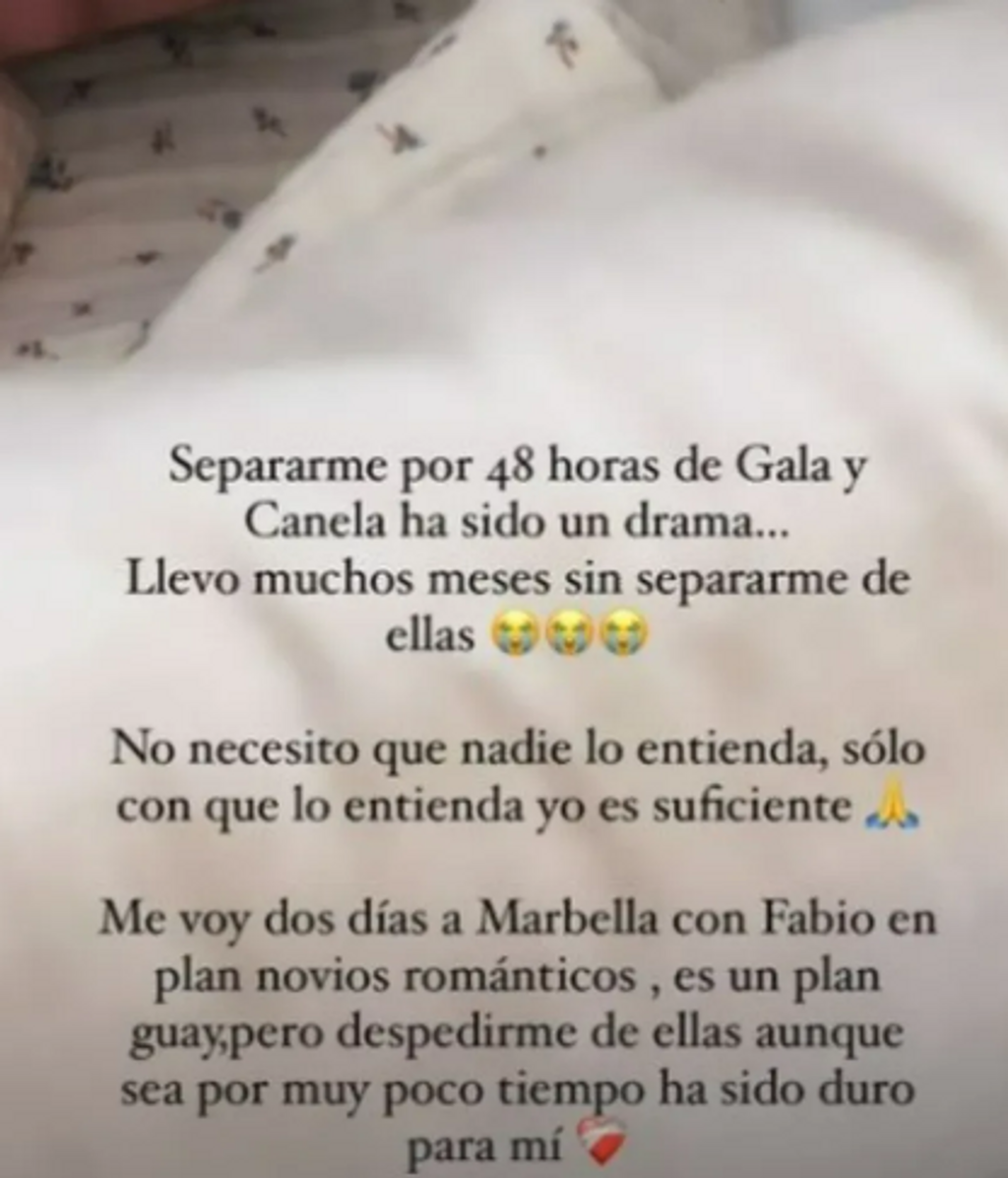 Violeta Mangriñán, triste por separarse de su hija Gala