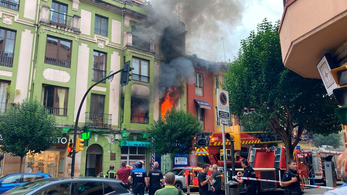 Incendio en Gijón que ha dejado a un anciano herido de gravedad