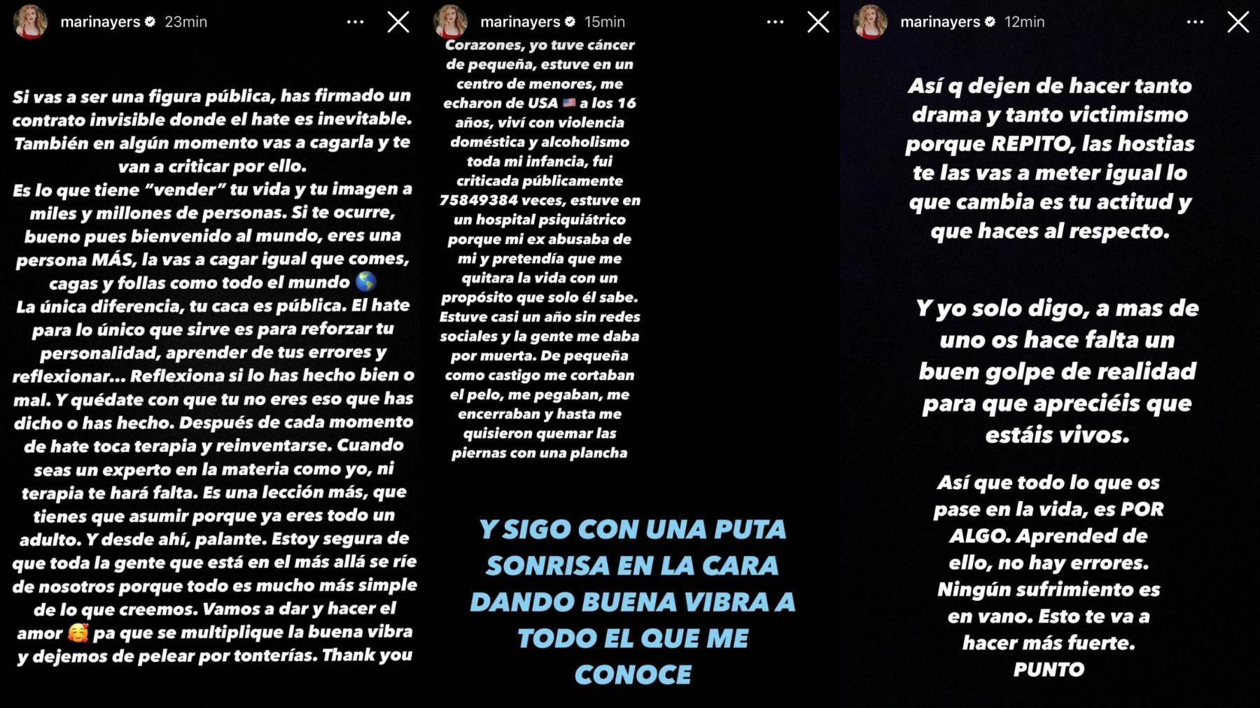Las historias de Instagram de Marina Yers