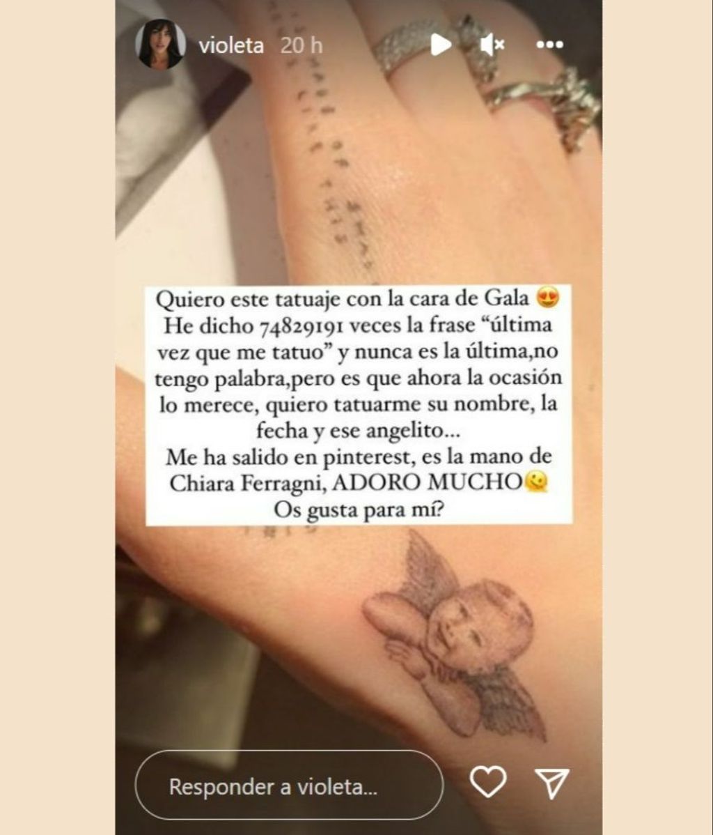 Violeta Mangriñán muestra el tatuaje que plantea hacerse en honor a su hija
