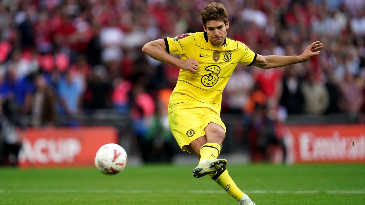 EuropaPress 4449251 14 may 2022 united kingdom london chelseas marcos alonso scores during the EuropaPress 4449251 14 may 2022 united kingdom london chelseas marcos alonso scores during the