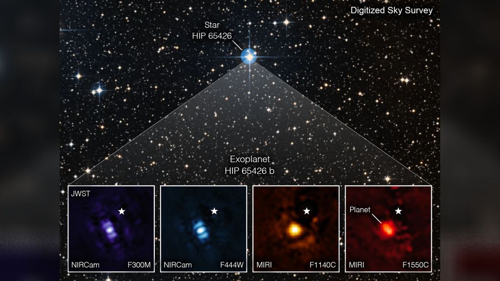 Imagen del exoplaneta HIP 65426 b en diferentes bandas de luz infrarroja