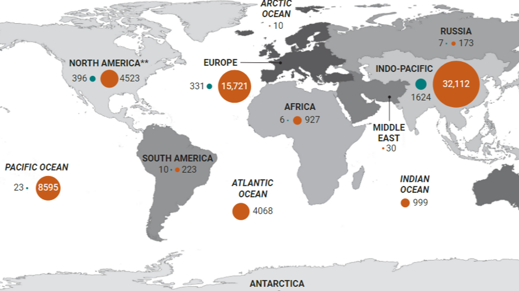 Mapa de personas encontradas (azul) y que todavía siguen desaparecidas (naranja) de los MIA