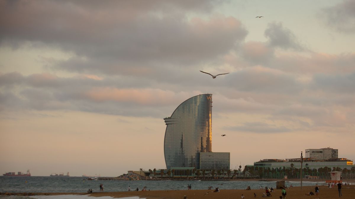 Imagen de archivo de la playa de la Barceloneta Imagen de archivo de la playa de la Barceloneta