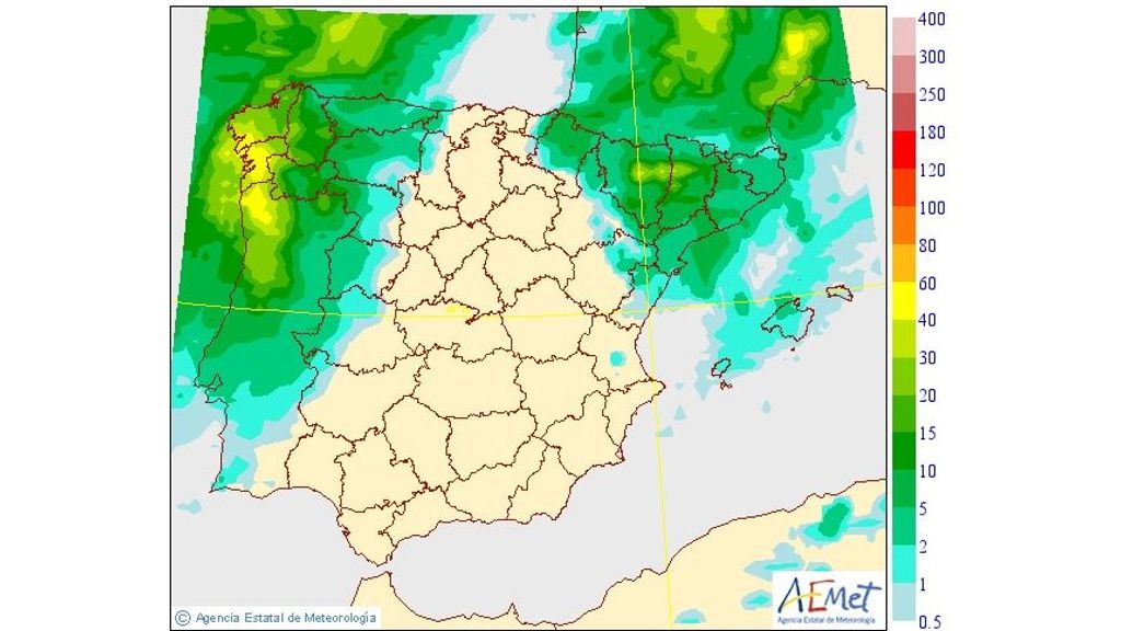 Precipitación máxima prevista el lunes 5