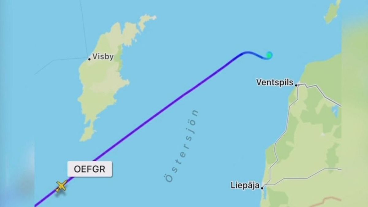 Recorrido del avión siniestrado en el mar Báltico