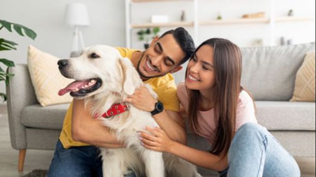 Pareja con mascota.