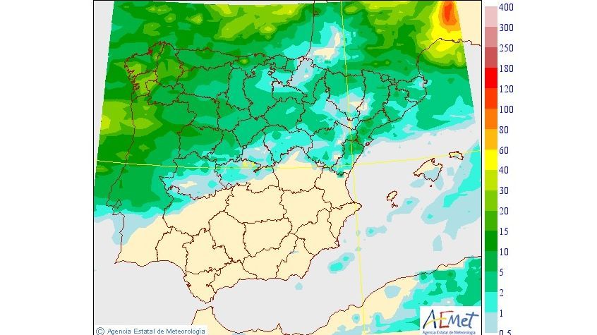 Precipitación máxima prevista para el miércoles 7
