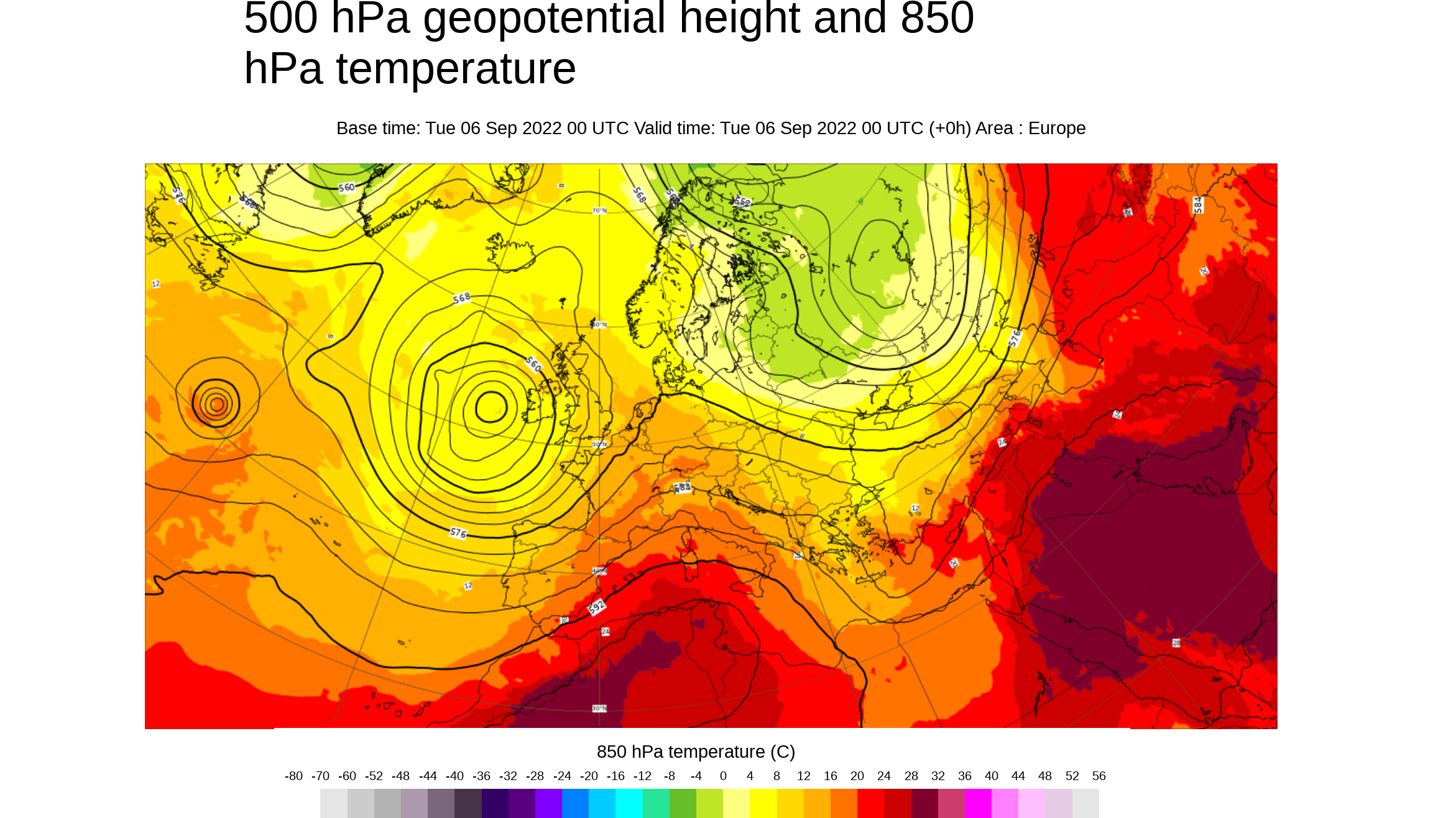 Temperatura y geopotencial 500 hPa