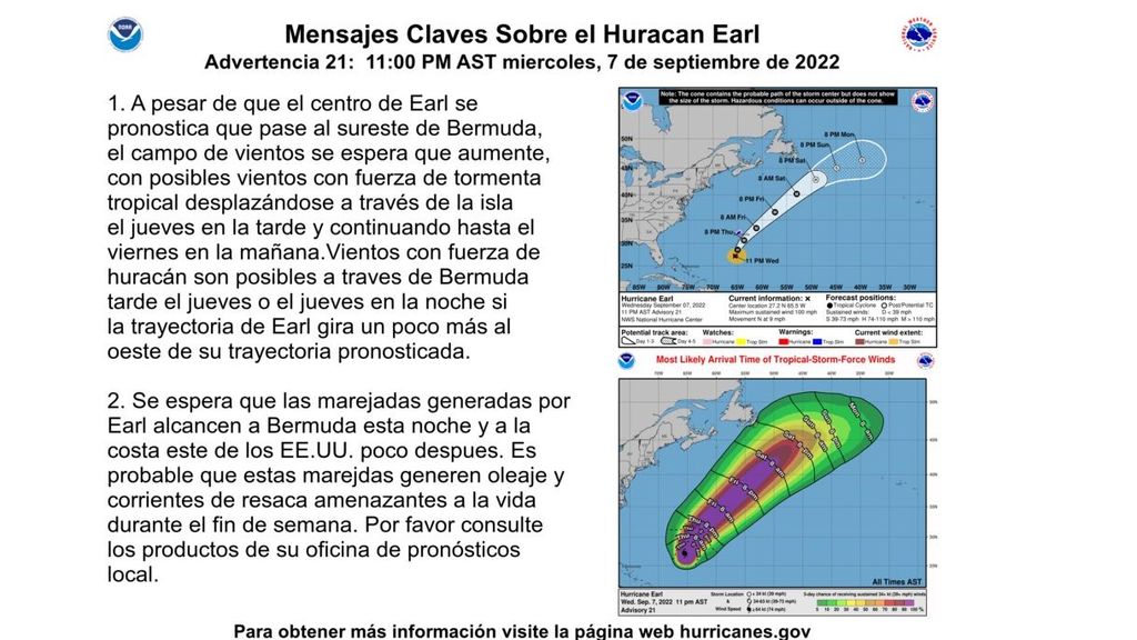 Alertas sobre el huracán Earl