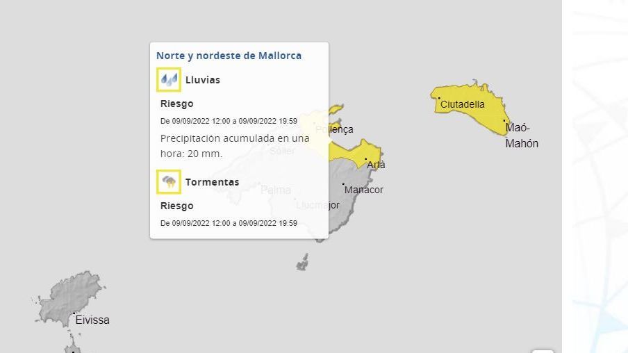 Avisos por tormentas en Baleares