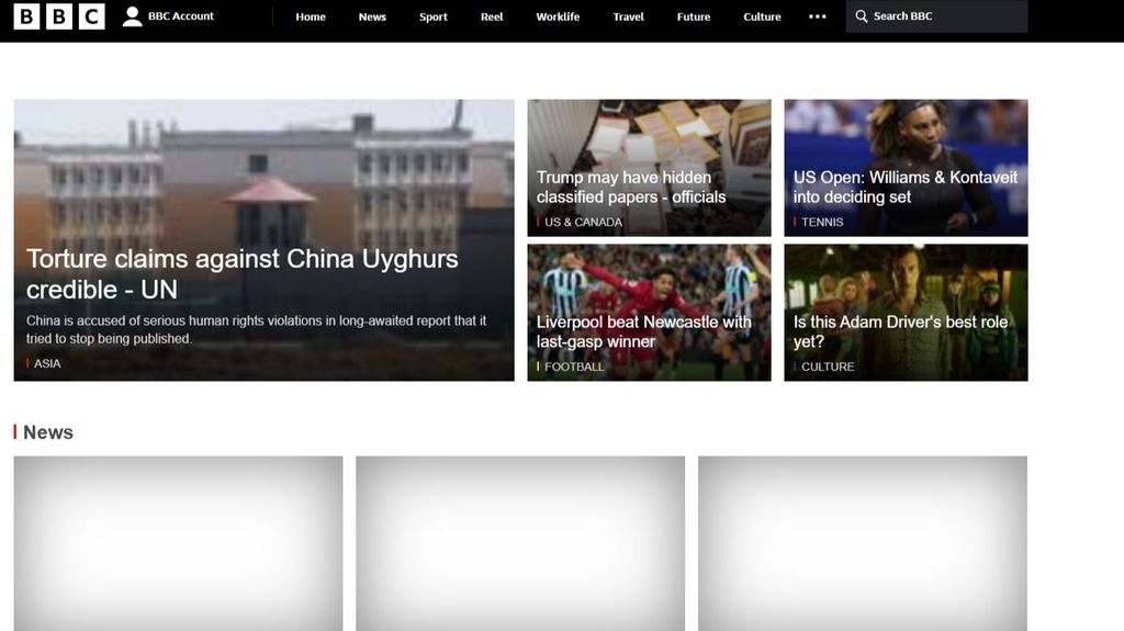Portada de la BBC el pasado 1 de septiembre, también con el color negro