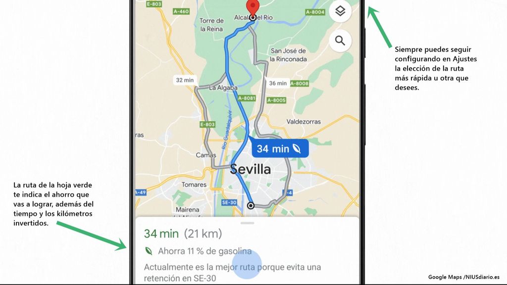 LAS NUEVAS RUTAS EFICIENTES DE GOOGLE SON CONFIGURABLES
