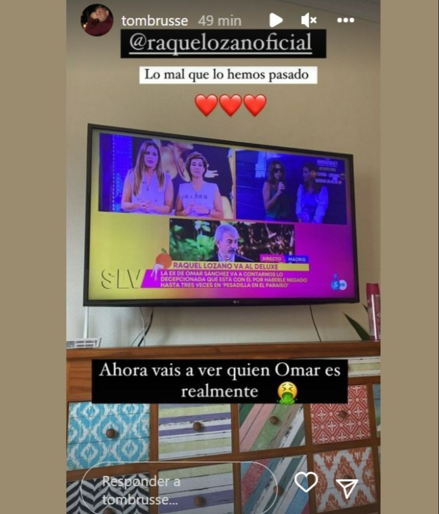 Tom Brusse apoya a Raquel Lozano y carga contra Omar Sánchez