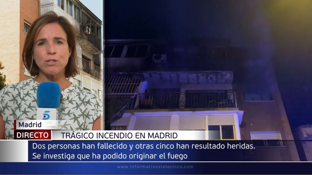 Dos muertos y cinco heridos leves en un incendio en una vivienda de Madrid