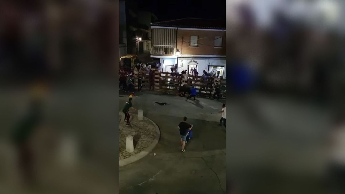 Momento de la cogida mortal de un hombre en los encierros de Navalcarnero Momento de la cogida mortal de un hombre en los encierros de Navalcarnero