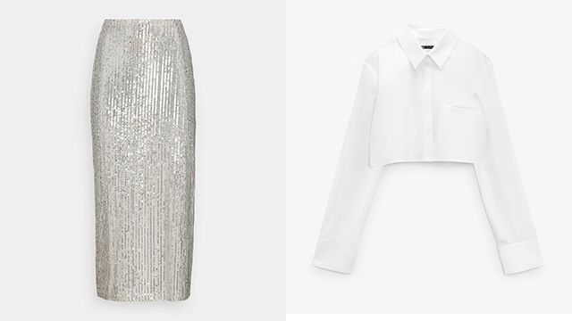 Falda de Zalando y camisa cropped de Zara