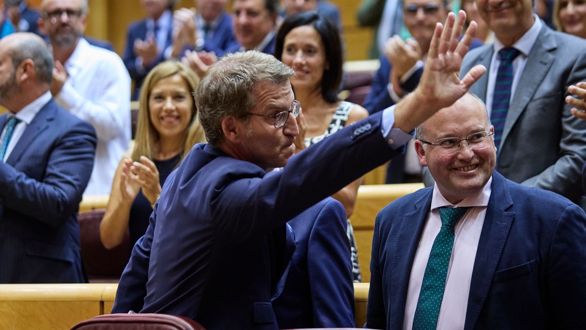 Feijóo saluda a su grupo parlamentario en el Senado la semana pasada Feijóo saluda a su grupo parlamentario en el Senado la semana pasada