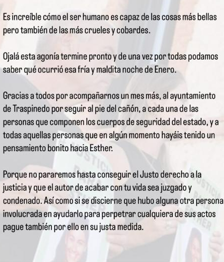 La familia de Esther López no parará hasta que se haga justicia