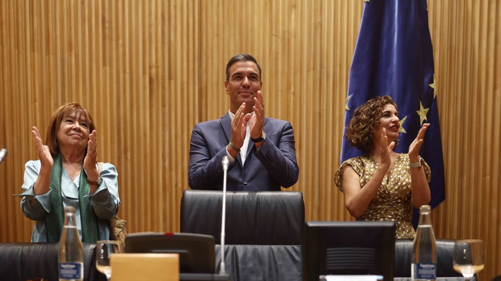 Sánchez, durante la reunión del grupo socialista en el Congreso