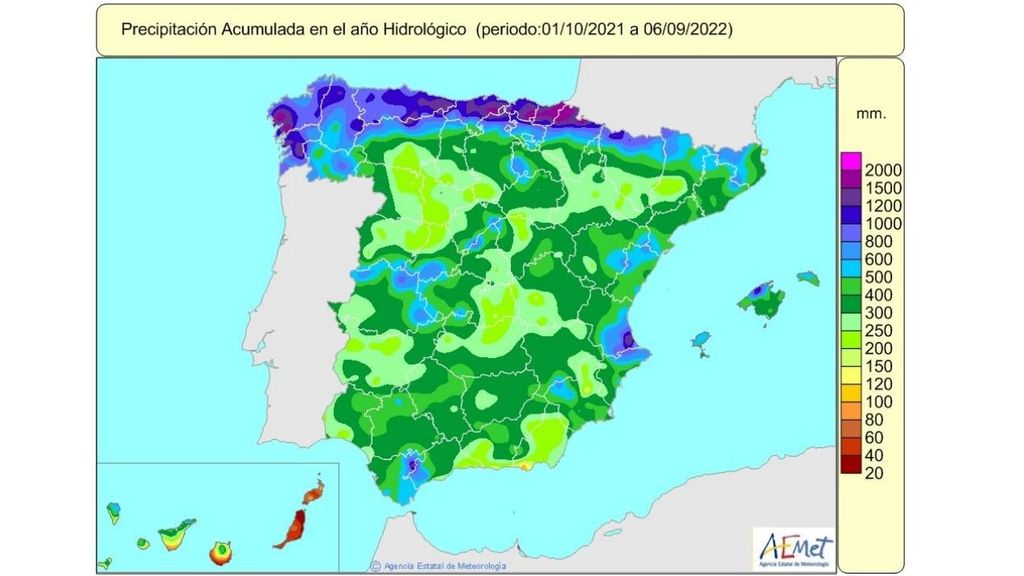 Precipitación acumulada en el año hidrológico