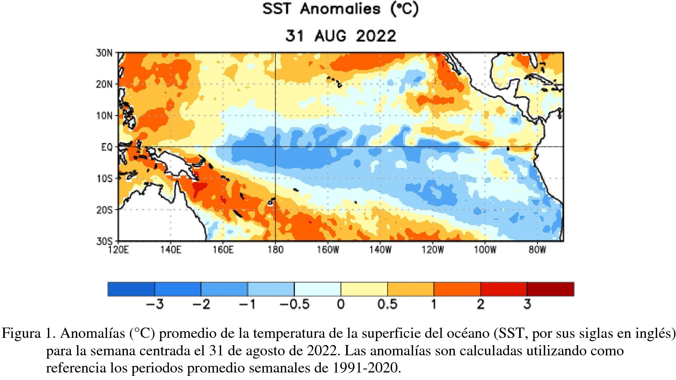 Anomalía en el Pacífico a finales de agosto 2022