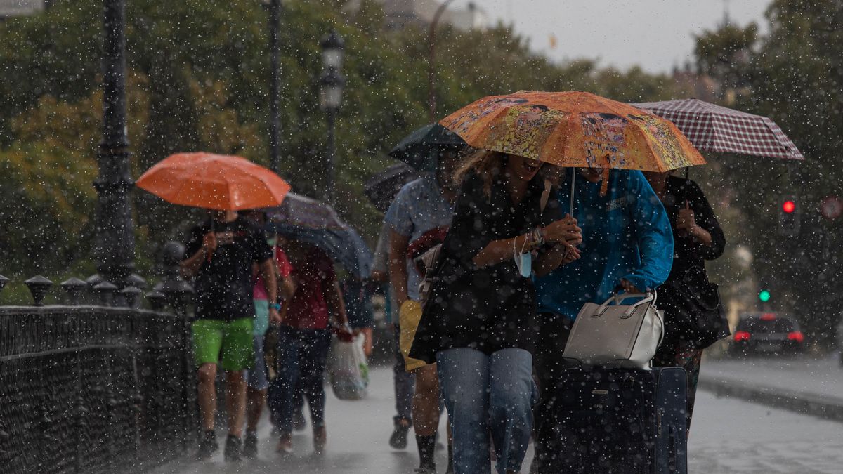 EuropaPress 4681531 varias personas caminan paraguas dia puesto aviso amarillo comunidad