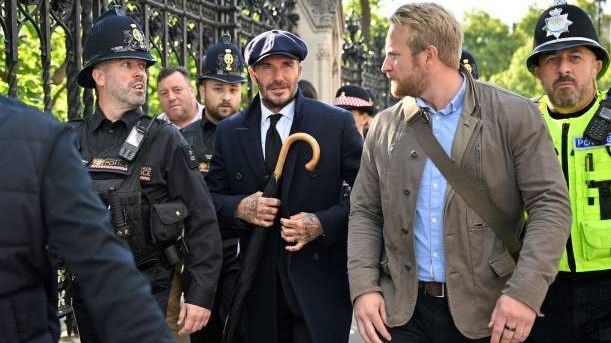 David Beckham, visiblemente emocionado al despedirse de Isabel II en Westminster