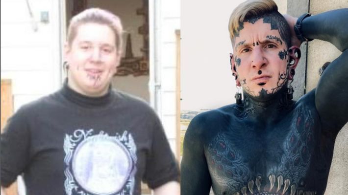 La asombrosa transformación de Remy, un hombre con el 95% del cuerpo tatuado
