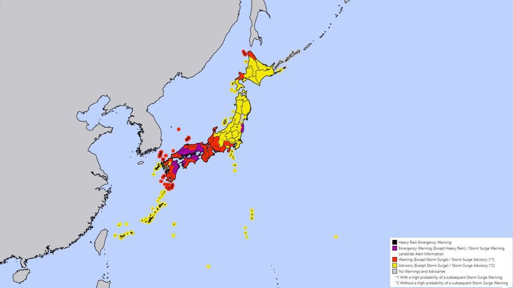 Alertas por el tifón 'Nanmadol' en Japón