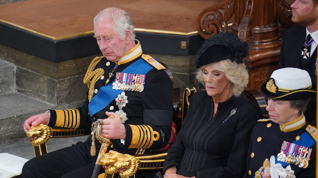 Camilla Parker wearing a mourning veil at Queen Elizabeth II's state funeral