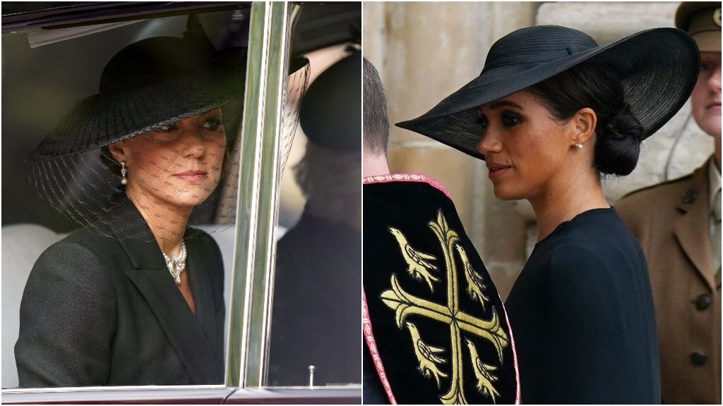 La diferencia de estilismo de Meghan Markle y Kate Middleton en el funeral de la reina
