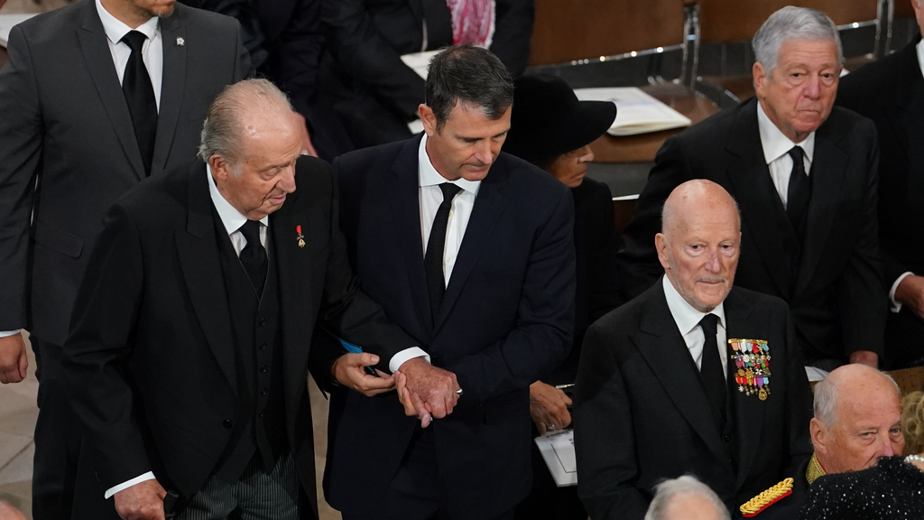 La llegada del rey emérito al funeral de la reina Isabel II