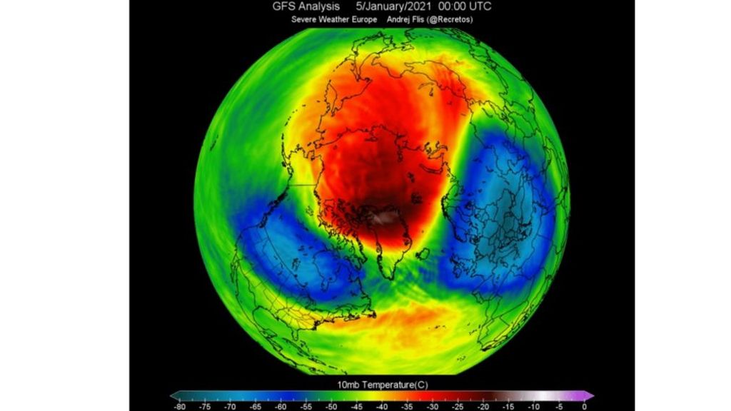 Vórtice polar dividido invierno 2021, cuando se produjeron las nevadas de Filomena