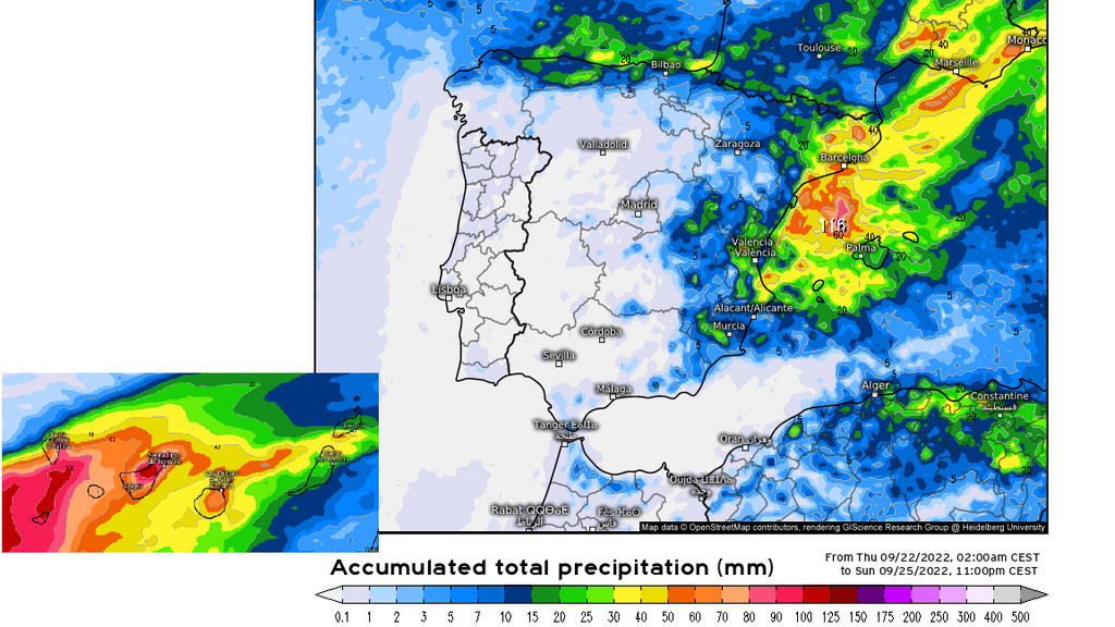 Precipitación prevista hasta el domingo