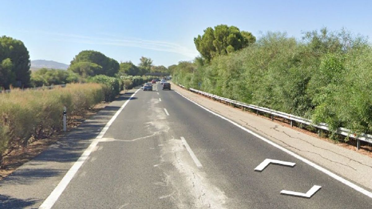 Kilómetro 54 de la AP-4, donde ha tenido lugar el accidente mortal en Lebrija, Sevilla