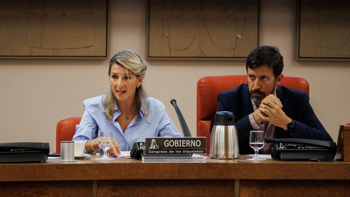 La vicepresidenta segunda y ministra de Trabajo y Economía Social, Yolanda Díaz, durante la Comisión de Trabajo, Inclusión y Seguridad Social y Migraciones, en el Congreso de los Diputados, a 26 de septiembre de 2022, en Madrid