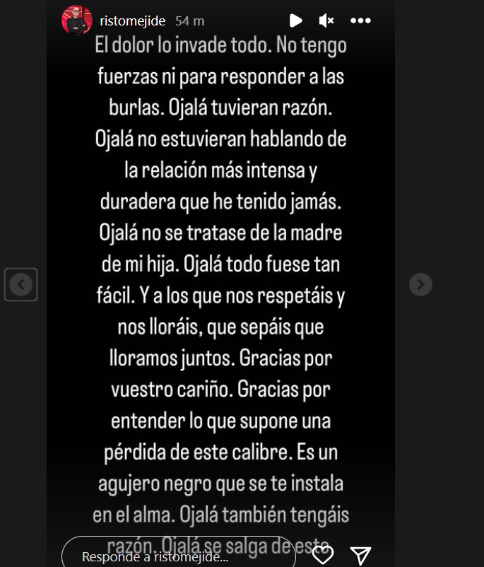 Primeras palabras de Risto Mejide tras su separación
