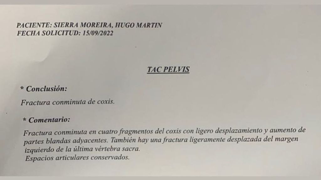 Hugo Sierra comparte su diagnóstico médico tras su accidente de tráfico