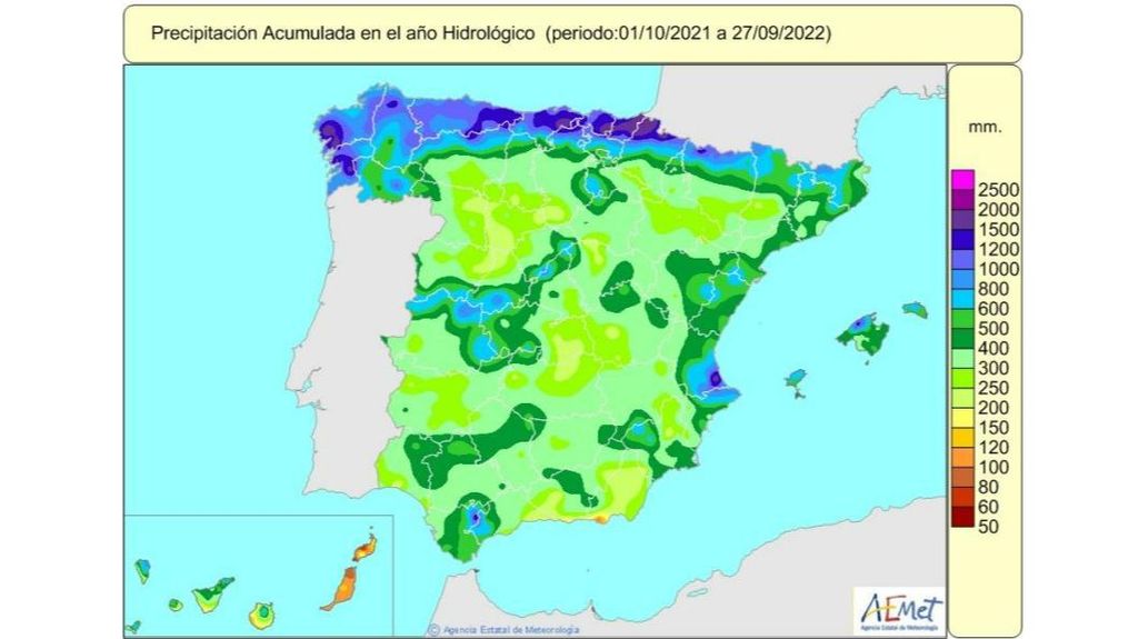 Precipitación acumulada en el año hidrológico