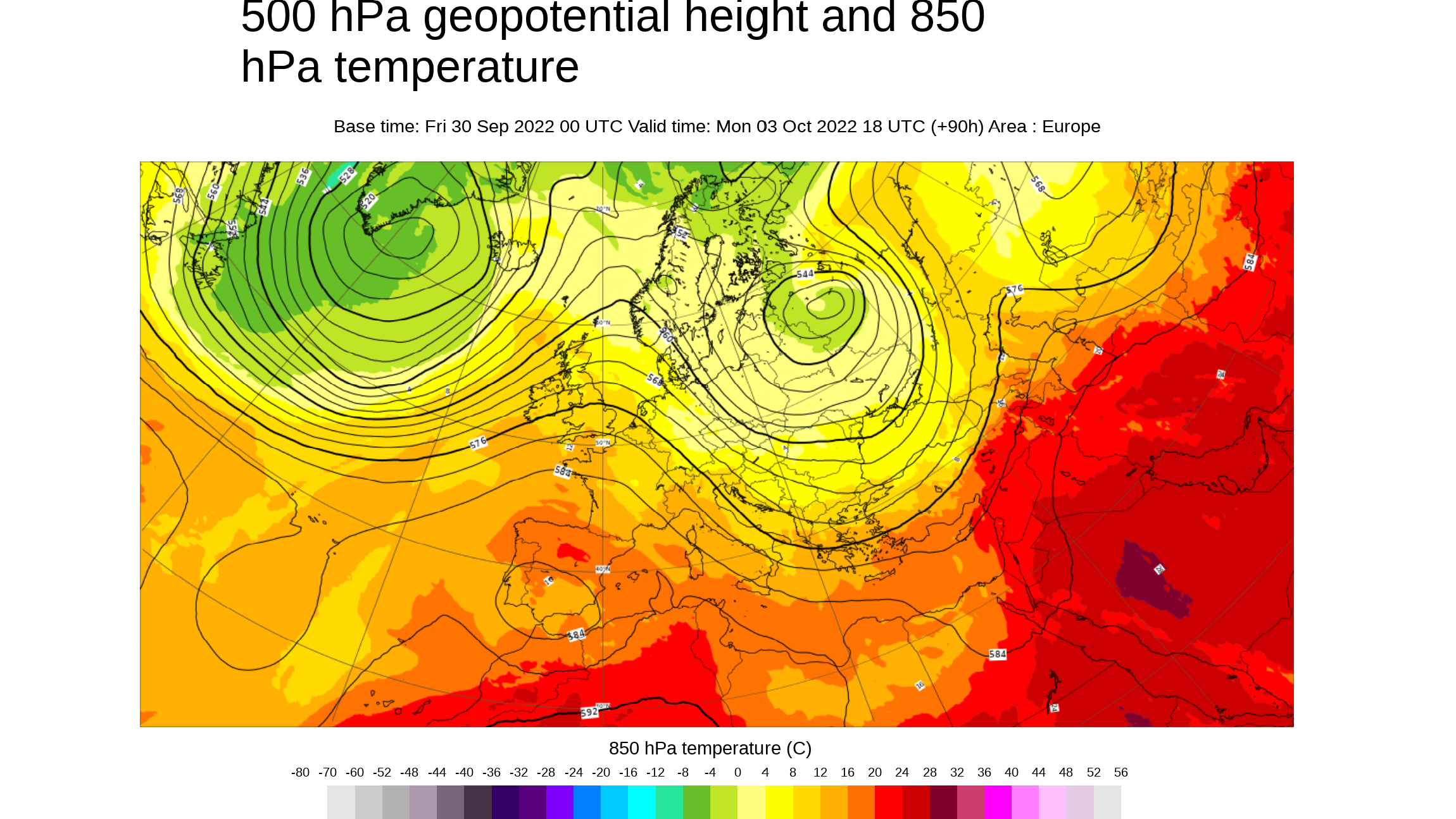 Temperatura y geopotencial 500 hPa