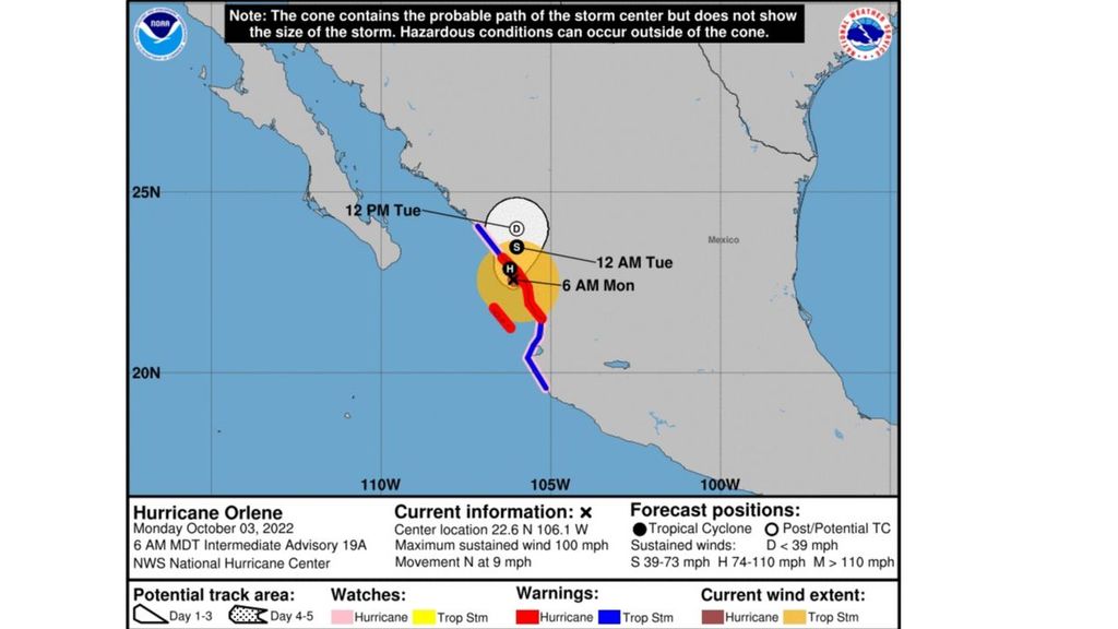 Advertencias de huracán en Las Islas Marías y a lo largo de la costa de México continental
