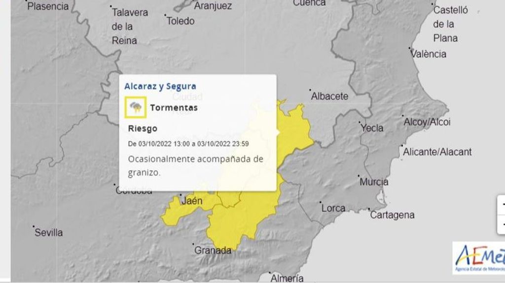 Avisos por lluvias y tormentas previstos para el lunes