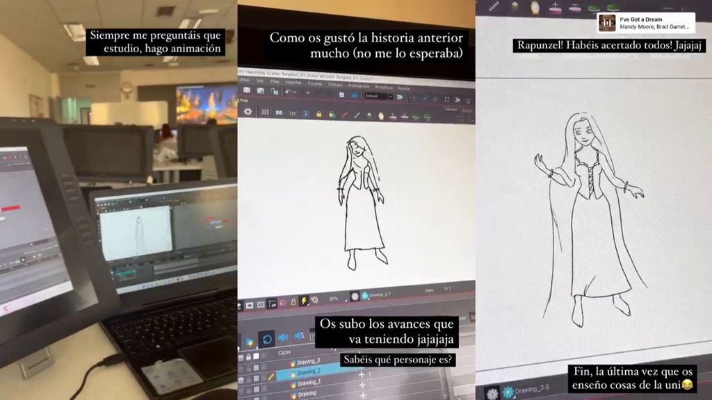 Carlota Boza comparte bocetos de sus trabajos en la universidad