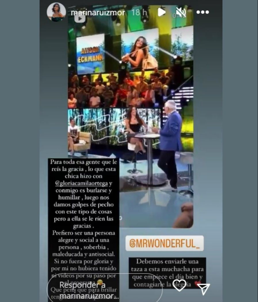 Marina Ruiz reacciona a las declaraciones de Alyson Eckmann