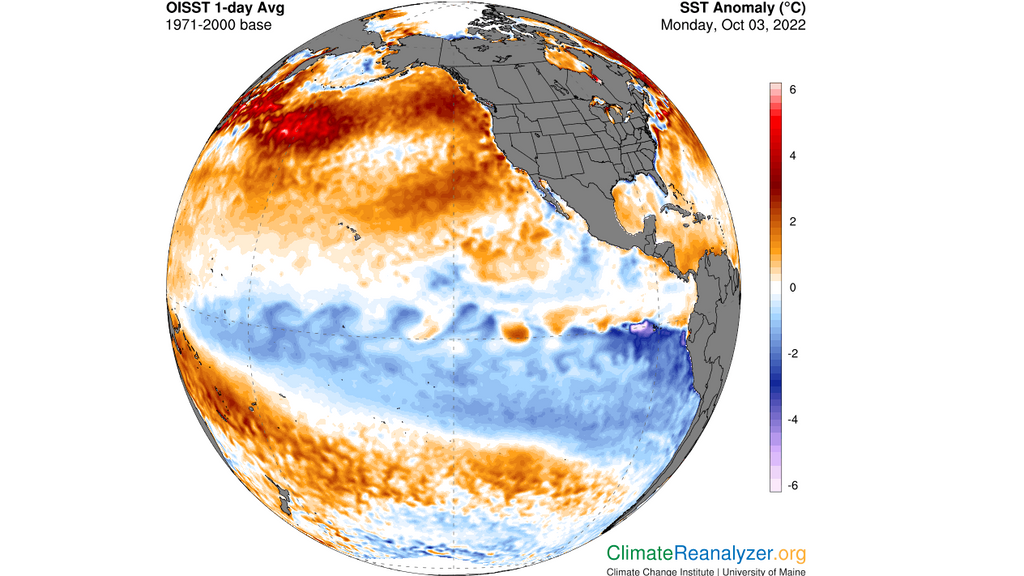 Anomalía de la temperatura superficial del Océano Pacífico