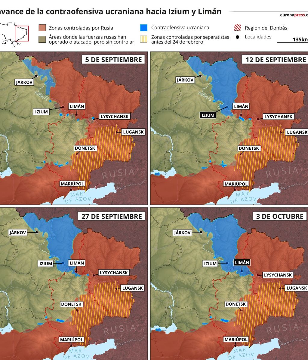 EuropaPress 4724100 mapas muestran avance contraofensiva ucrania pais septiembre octubre 2022