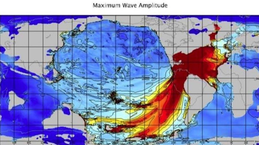 Extensión del tsunami de hace 66 millones de años