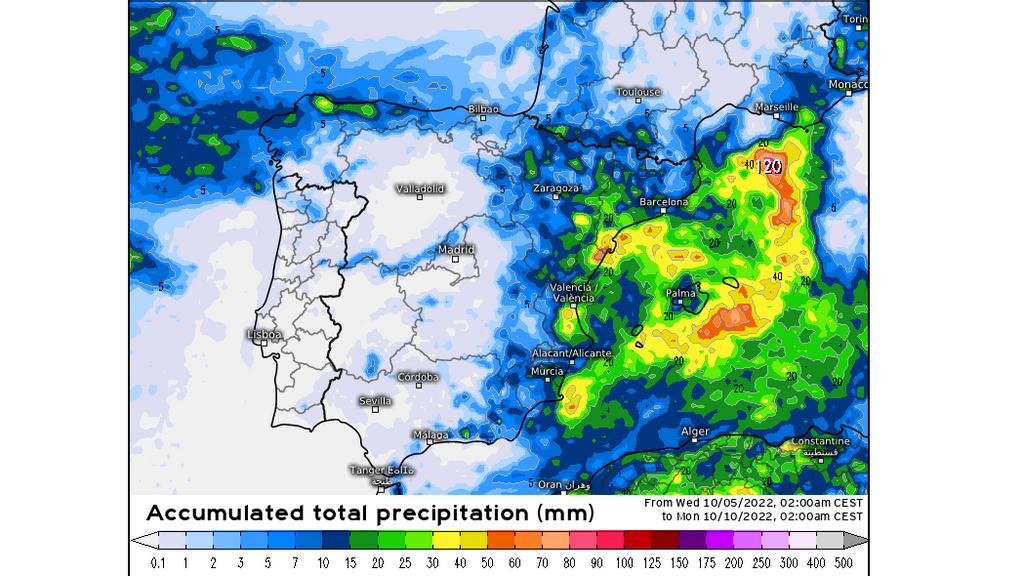 Precipitación prevista hasta el final de la semana