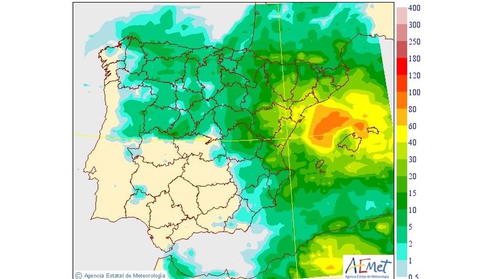 Precipitación máxima prevista para el viernes 7